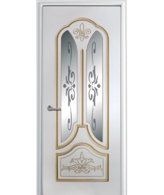 Дверь с ПВХ покрытием Александрия ДО (Софт белый/патина)