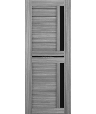 Дверь из экошпона Техно 9 Дуб пепельный (черное стекло)